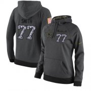 Wholesale Cheap NFL Women's Nike Dallas Cowboys #77 Tyron Smith Stitched Black Anthracite Salute to Service Player Performance Hoodie