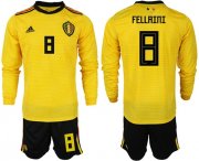 Wholesale Cheap Belgium #8 Fellaini Away Long Sleeves Soccer Country Jersey