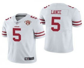 Wholesale Cheap Men\'s San Francisco 49ers #5 Trey Lance White 2021 75th Anniversary Vapor Untouchable Limited Stitched NFL Jersey