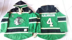 Wholesale Cheap Blackhawks #4 Niklas Hjalmarsson Green St. Patrick\'s Day McNary Lace Hoodie Stitched NHL Jersey