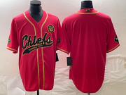 Wholesale Cheap Men's Kansas City Chiefs Blank Red Gold Cool Base Stitched Baseball Jersey