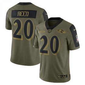 Wholesale Cheap Men\'s Baltimore Ravens #20 Ed Reed Nike Olive 2021 Salute To Service Retired Player Limited Jersey