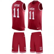 Wholesale Cheap Nike 49ers #11 Brandon Aiyuk Red Team Color Men's Stitched NFL Limited Tank Top Suit Jersey