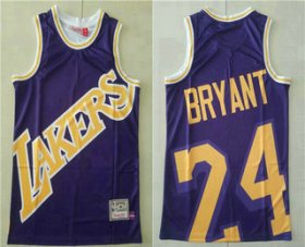 Wholesale Cheap Men\'s Los Angeles Lakers #24 Kobe Bryant Purple Big Face Mitchell Ness Hardwood Classics Soul Swingman Throwback Jersey