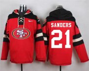Wholesale Cheap Nike 49ers #21 Deion Sanders Red Player Pullover NFL Hoodie