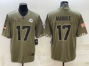 Wholesale Cheap Men's Miami Dolphins #17 Jaylen Waddle 2022 Olive Salute To Service Limited Stitched Baseball Jersey