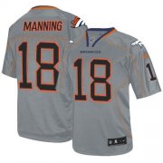 Wholesale Cheap Nike Broncos #18 Peyton Manning Lights Out Grey Youth Stitched NFL Elite Jersey