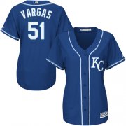 Wholesale Cheap Royals #51 Jason Vargas Royal Blue Alternate Women's Stitched MLB Jersey