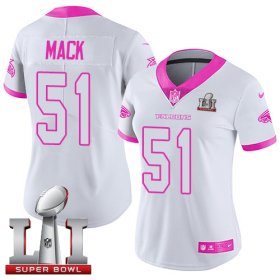Wholesale Cheap Nike Falcons #51 Alex Mack White/Pink Super Bowl LI 51 Women\'s Stitched NFL Limited Rush Fashion Jersey
