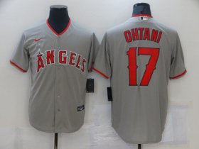 Wholesale Cheap Men\'s Los Angeles Angels #17 Shohei Ohtani Grey Stitched MLB Cool Base Nike Jersey
