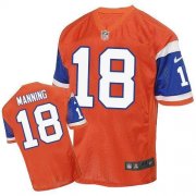 Wholesale Cheap Nike Broncos #18 Peyton Manning Orange Throwback Men's Stitched NFL Elite Jersey