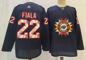 Wholesale Cheap Men\'s Minnesota Wild #22 Kevin Fiala 2022 Navy Native American Heritage Day Stitched Jersey