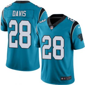 Wholesale Cheap Nike Panthers #28 Mike Davis Blue Men\'s Stitched NFL Limited Rush Jersey