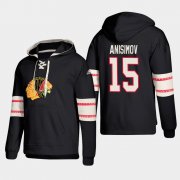Wholesale Cheap Chicago Blackhawks #15 Artem Anisimov Black adidas Lace-Up Pullover Hoodie