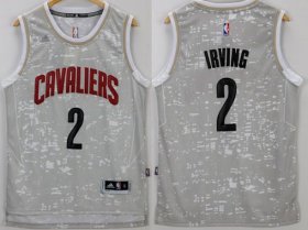 Wholesale Cheap Men\'s Cleveland Cavaliers #2 Kyrie Irving Adidas 2015 Gray City Lights Swingman Jersey