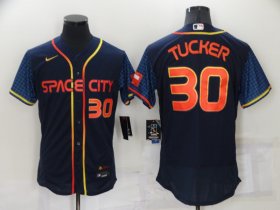 Wholesale Cheap Men\'s Houston Astros #30 Kyle Tucker Number 2022 Navy Blue City Connect Flex Base Stitched Baseball Jersey