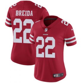 Wholesale Cheap Nike 49ers #22 Matt Breida Red Team Color Women\'s Stitched NFL Vapor Untouchable Limited Jersey