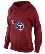 Wholesale Cheap Women's Tennessee Titans Logo Pullover Hoodie Red-1
