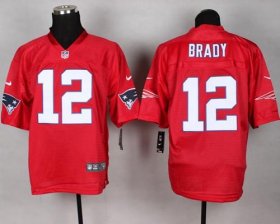 Wholesale Cheap Nike Patriots #12 Tom Brady Red Men\'s Stitched NFL Elite QB Practice Jersey