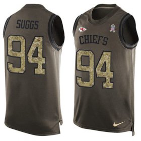 Wholesale Cheap Nike Chiefs #94 Terrell Suggs Green Men\'s Stitched NFL Limited Salute To Service Tank Top Jersey