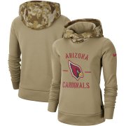 Wholesale Cheap Women's Arizona Cardinals Nike Khaki 2019 Salute to Service Therma Pullover Hoodie