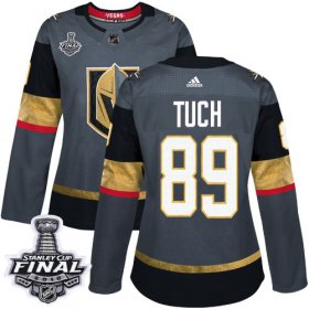 Wholesale Cheap Adidas Golden Knights #89 Alex Tuch Grey Home Authentic 2018 Stanley Cup Final Women\'s Stitched NHL Jersey