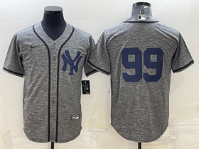 Wholesale Cheap Men\'s New York Yankees #99 Aaron Judgey No Name Grey Gridiron Cool Base Stitched Jerseys