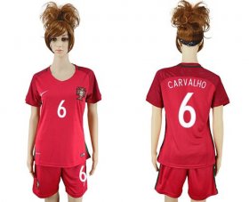 Wholesale Cheap Women\'s Portugal #6 Carvalho Home Soccer Country Jersey