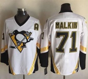 Wholesale Cheap Penguins #71 Evgeni Malkin White CCM Throwback Stitched NHL Jersey