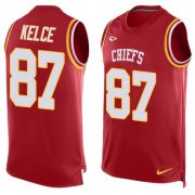 Wholesale Cheap Nike Chiefs #87 Travis Kelce Red Team Color Men's Stitched NFL Limited Tank Top Jersey