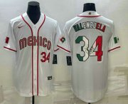Cheap Men's Mexico Baseball #34 Fernando Valenzuela Number 2023 White World Classic Stitched Jersey1