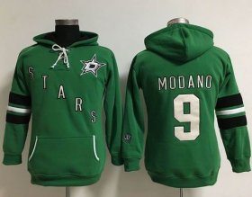 Wholesale Cheap Dallas Stars #9 Mike Modano Green Women\'s Old Time Heidi NHL Hoodie