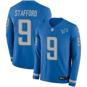 Wholesale Cheap Nike Lions #9 Matthew Stafford Blue Team Color Men\'s Stitched NFL Limited Therma Long Sleeve Jersey