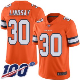Wholesale Cheap Nike Broncos #30 Phillip Lindsay Orange Men\'s Stitched NFL Limited Rush 100th Season Jersey