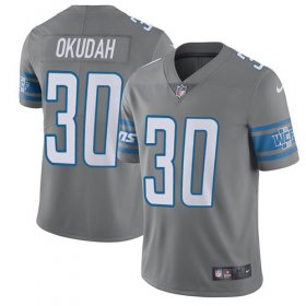 Wholesale Cheap Nike Lions #30 Jeff Okudah Gray Men\'s Stitched NFL Limited Rush Jersey