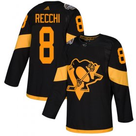 Wholesale Cheap Adidas Penguins #8 Mark Recchi Black Authentic 2019 Stadium Series Stitched NHL Jersey