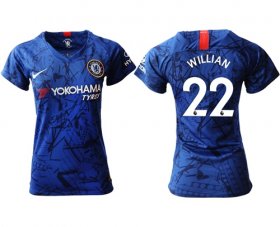 Wholesale Cheap Women\'s Chelsea #22 Willian Home Soccer Club Jersey