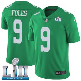 Wholesale Cheap Nike Eagles #9 Nick Foles Green Super Bowl LII Youth Stitched NFL Limited Rush Jersey