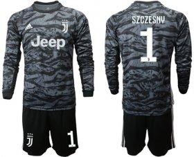 Wholesale Cheap Juventus #1 Szczesny Black Goalkeeper Long Sleeves Soccer Club Jersey