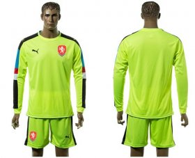 Wholesale Cheap Czech Blank Shiny Green Goalkeeper Long Sleeves Soccer Country Jersey
