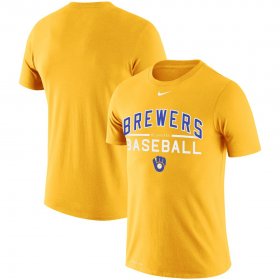 Wholesale Cheap Milwaukee Brewers Nike Practice Performance T-Shirt Gold