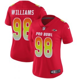 Wholesale Cheap Nike Ravens #98 Brandon Williams Red Women\'s Stitched NFL Limited AFC 2019 Pro Bowl Jersey