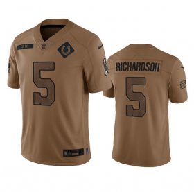 Wholesale Cheap Men\'s Indianapolis Colts #5 Anthony Richardson 2023 Brown Salute To Sertvice Limited Football Stitched Jersey