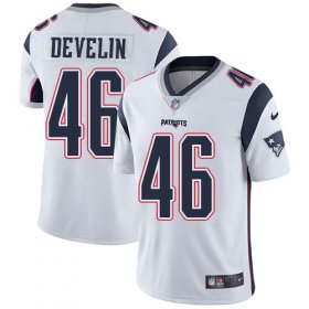 Wholesale Cheap Nike Patriots #46 James Develin White Men\'s Stitched NFL Vapor Untouchable Limited Jersey
