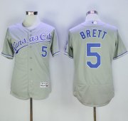 Wholesale Cheap Royals #5 George Brett Grey Flexbase Authentic Collection Stitched MLB Jersey