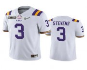 Wholesale Cheap Men's LSU Tigers #3 JaCoby Stevens White 2020 National Championship Game Jersey