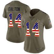 Wholesale Cheap Nike Bengals #14 Andy Dalton Olive/USA Flag Women's Stitched NFL Limited 2017 Salute to Service Jersey
