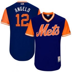 Wholesale Cheap Mets #12 Juan Lagares Royal \"Angelo\" Players Weekend Authentic Stitched MLB Jersey