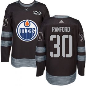 Wholesale Cheap Adidas Oilers #30 Bill Ranford Black 1917-2017 100th Anniversary Stitched NHL Jersey