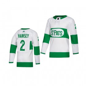 Wholesale Cheap Adidas Maple Leafs #2 Ron Hainsey White 2019 St. Patrick\'s Day Authentic Player Stitched Youth NHL Jersey
